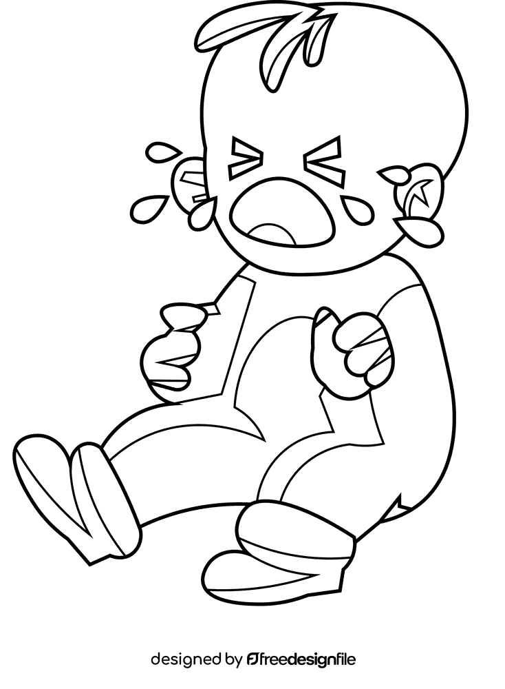 Baby crying black and white clipart