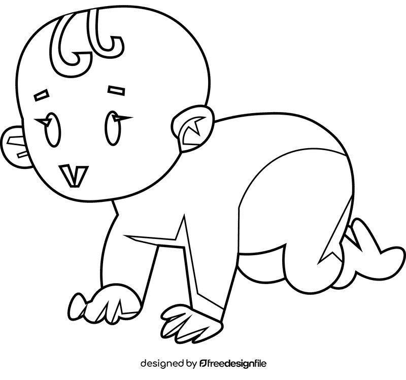 Baby fours black and white clipart