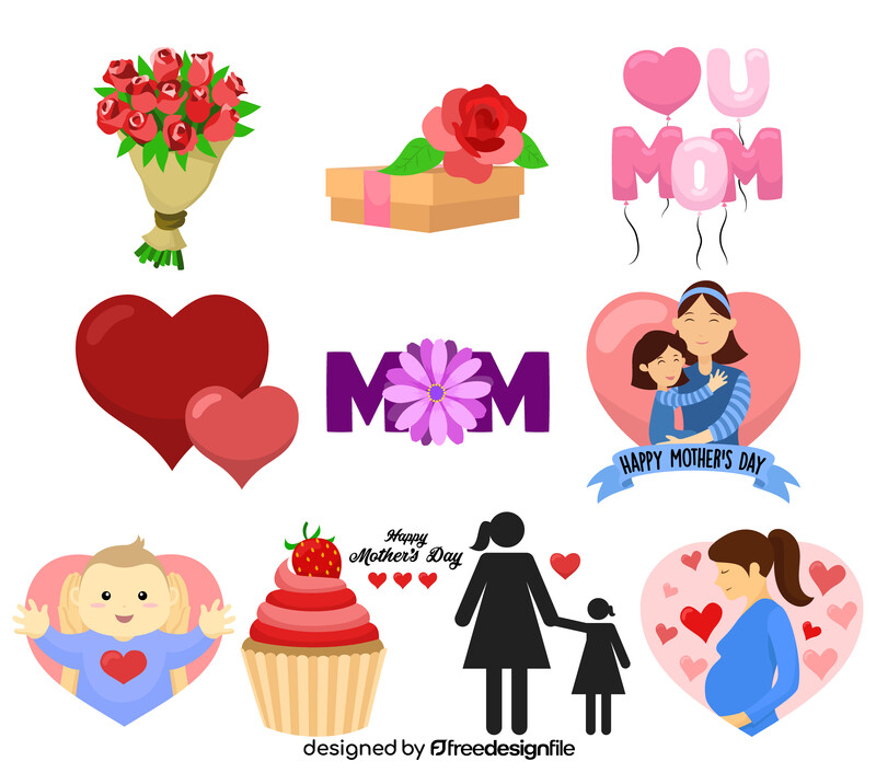 Mothers day clipart set vector