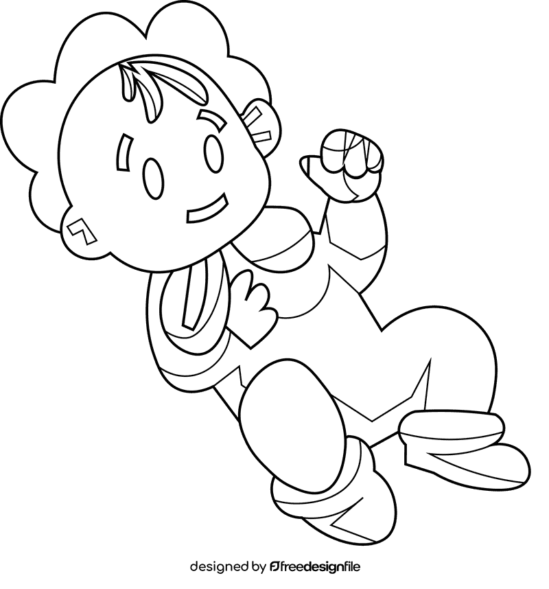 Baby lying black and white clipart