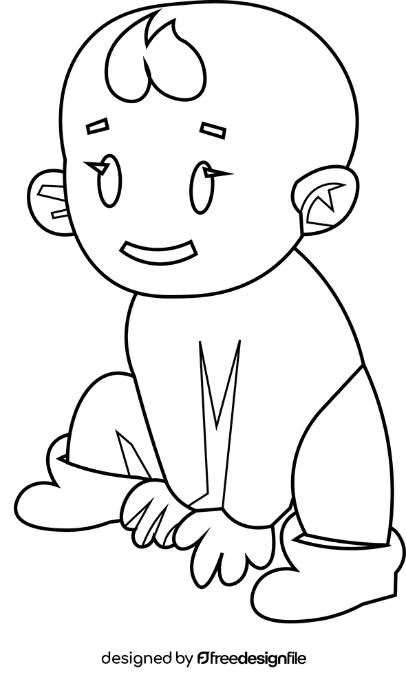 Baby sitting black and white clipart