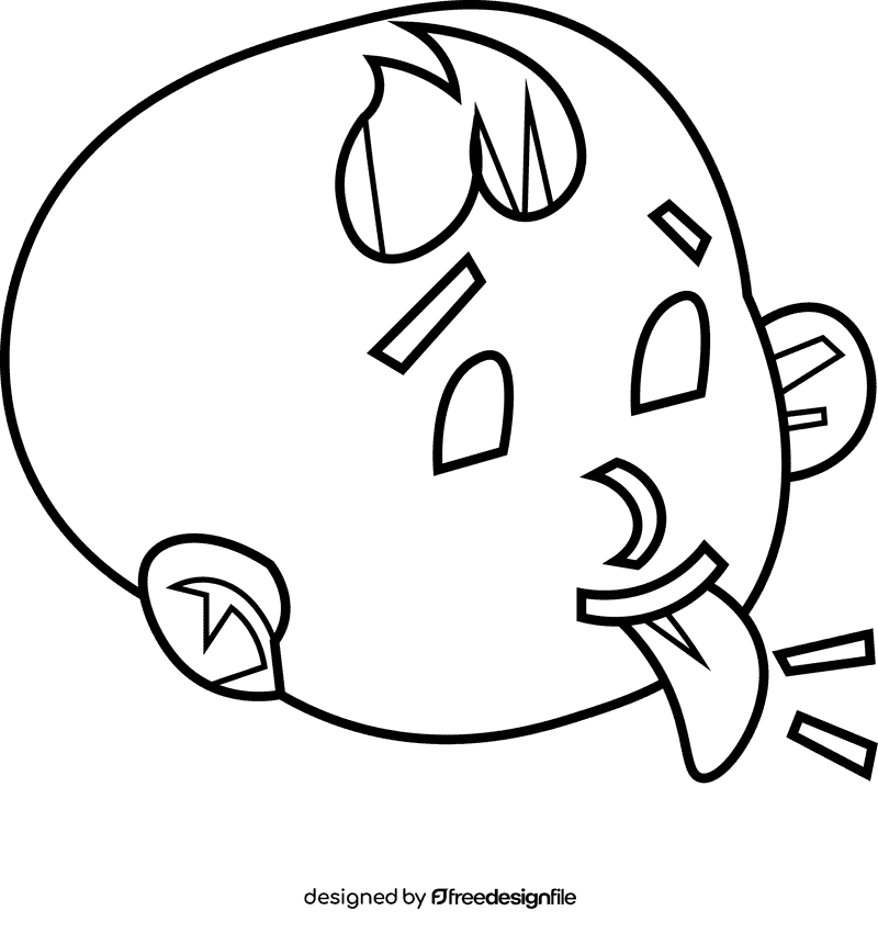 Baby tongue black and white clipart