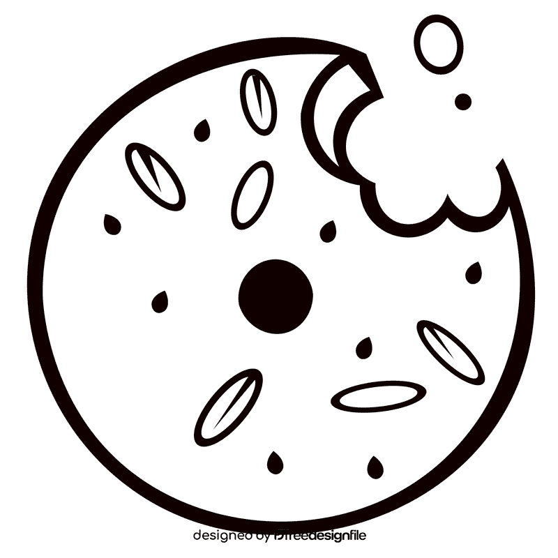 Bagel bite black and white clipart