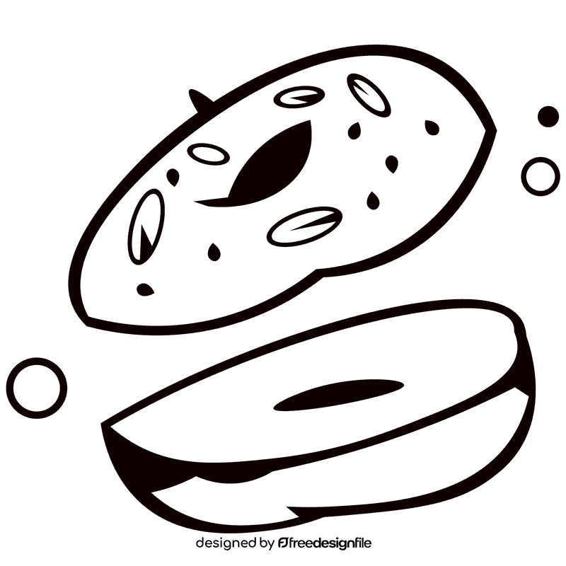 Bagel halves black and white clipart