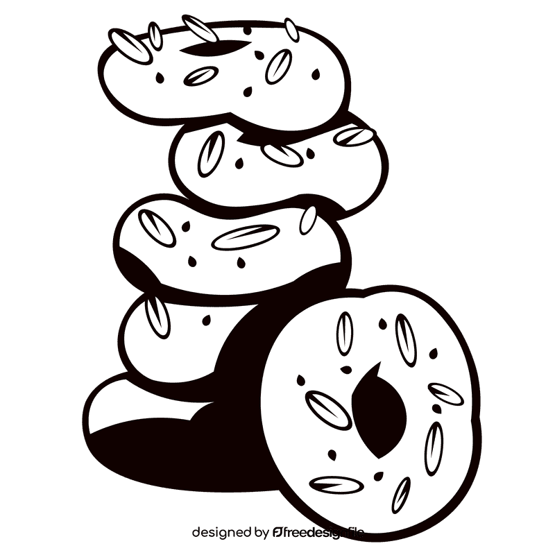 Bagel pile black and white clipart