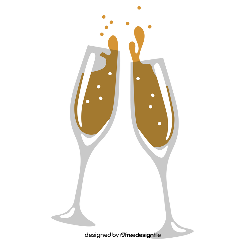 New Year champagne glasses clipart
