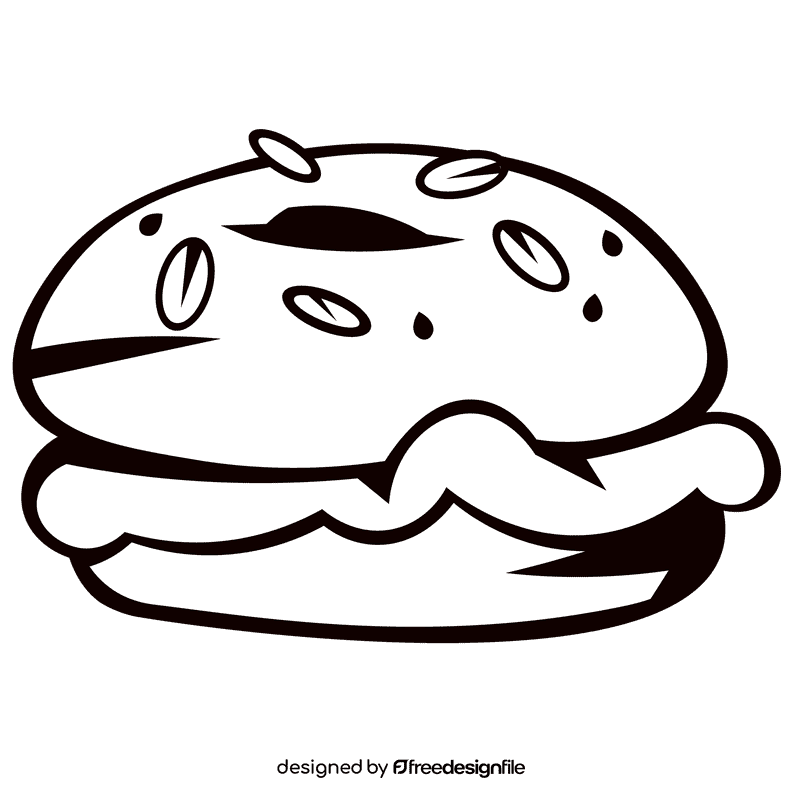 Bagel sauce black and white clipart