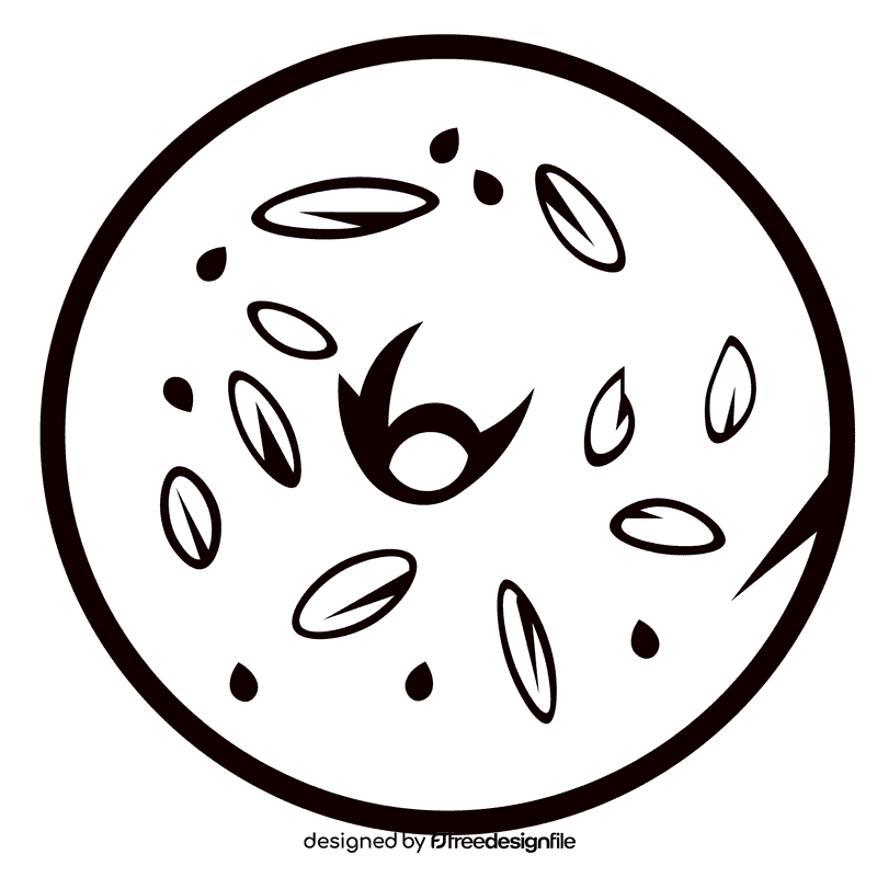 Bagel top view black and white clipart