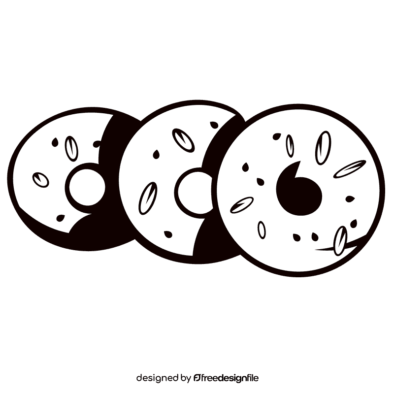 Bagel trio black and white clipart
