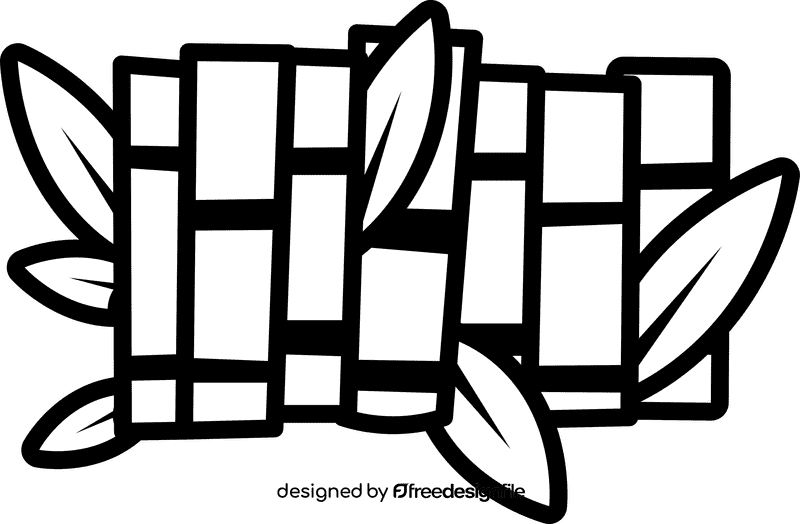 Bamboo row black and white clipart