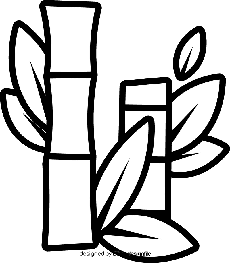 Bamboo two black and white clipart
