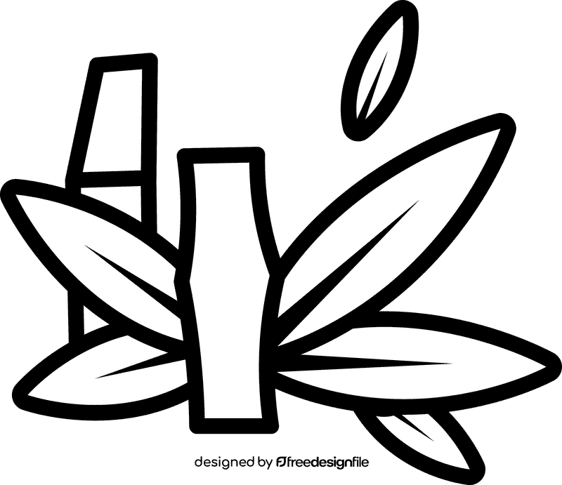 Bamboo two short black and white clipart
