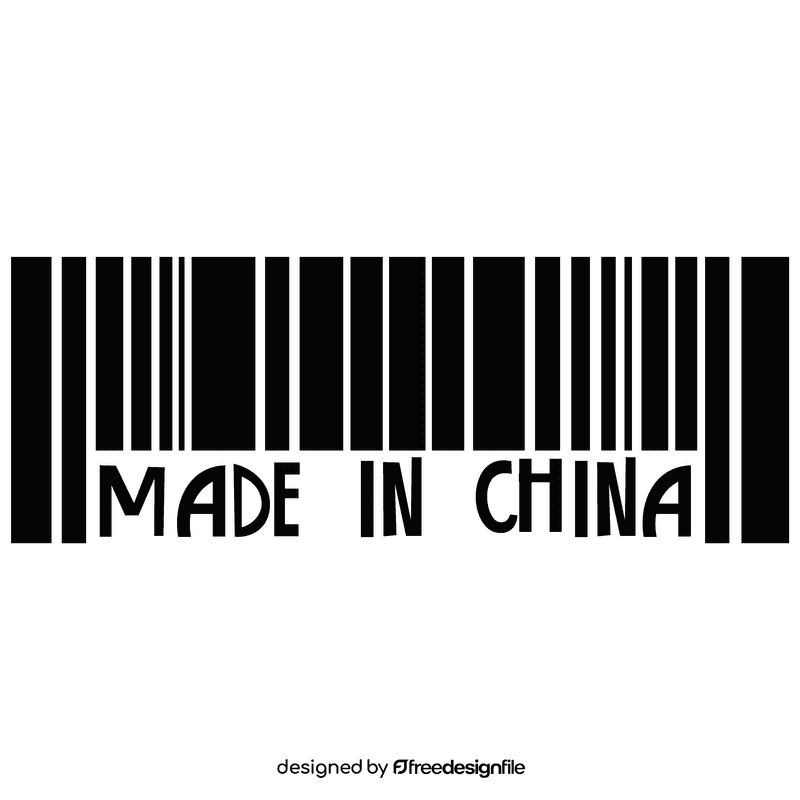 Barcode china black and white clipart