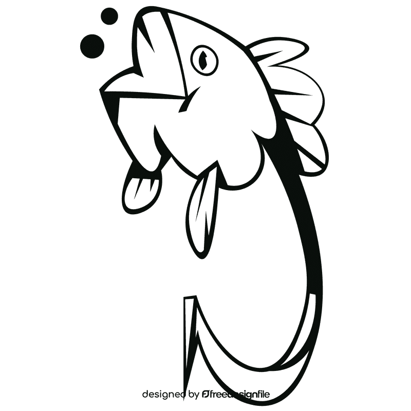 Bass fish fish anchor black and white clipart