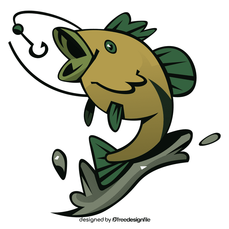 Bass fish water anchor clipart
