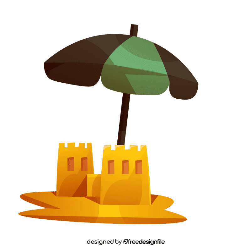 Beach umbrella castle clipart