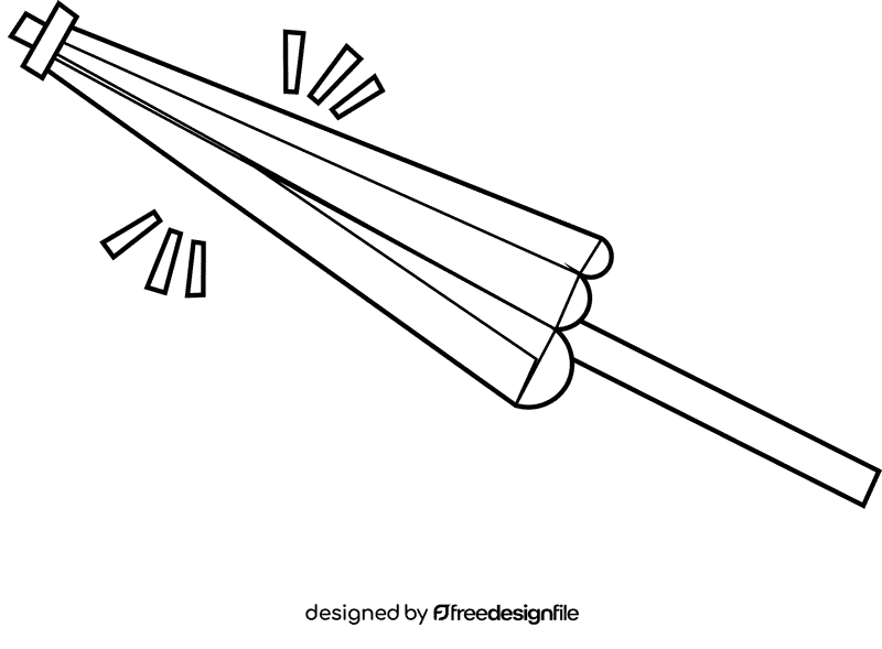 Beach umbrella closed black and white clipart