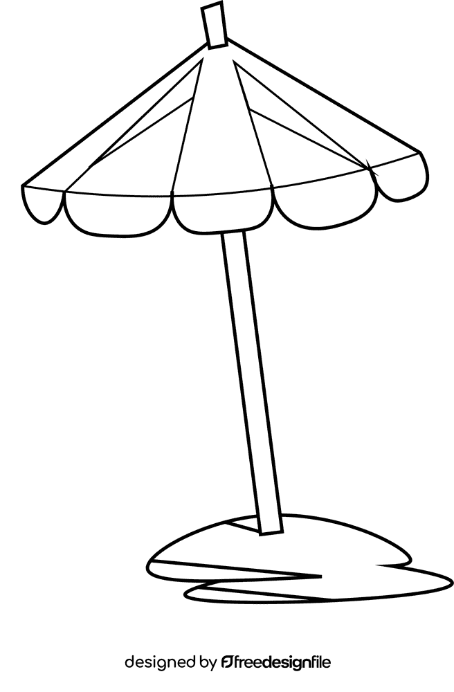 Beach umbrella triangle black and white clipart