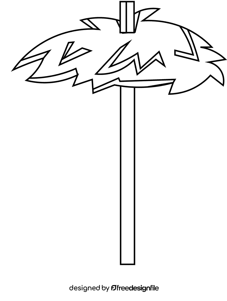 Beach umbrella wheat black and white clipart