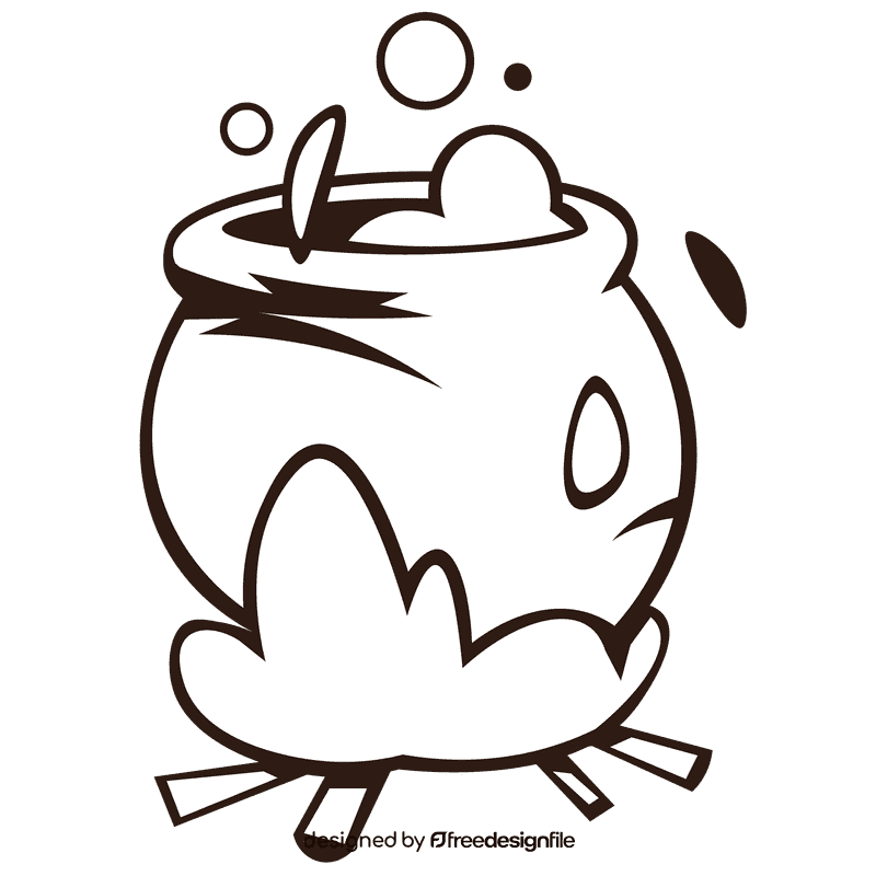 Boiling water fire black and white clipart