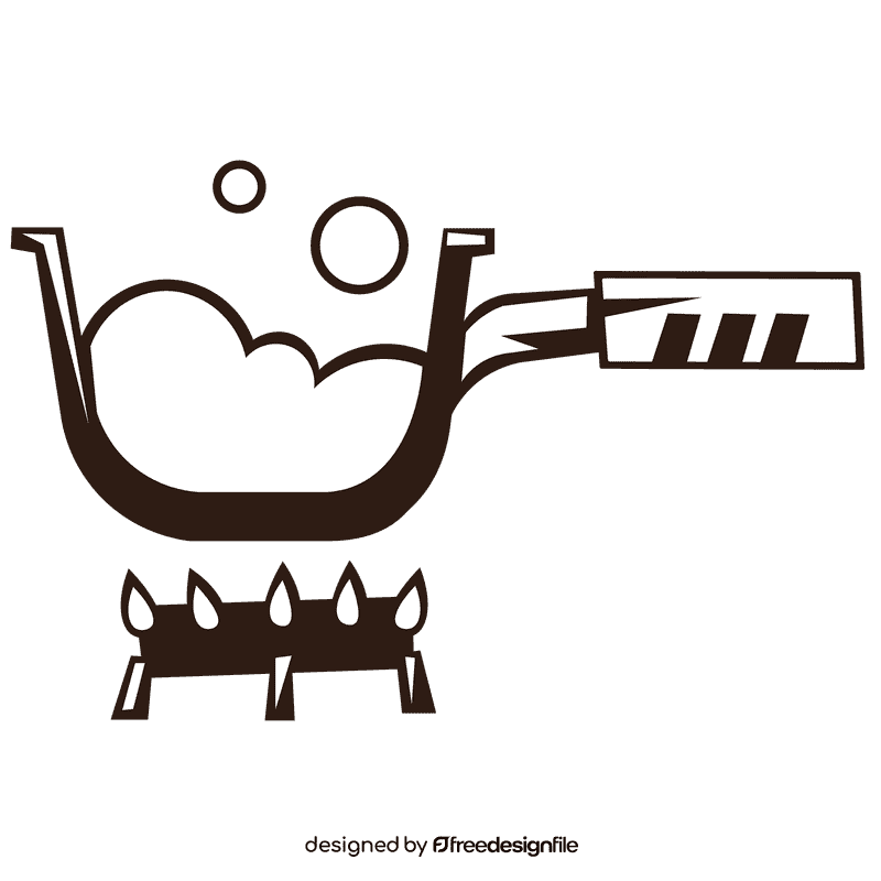 Boiling water inside black and white clipart