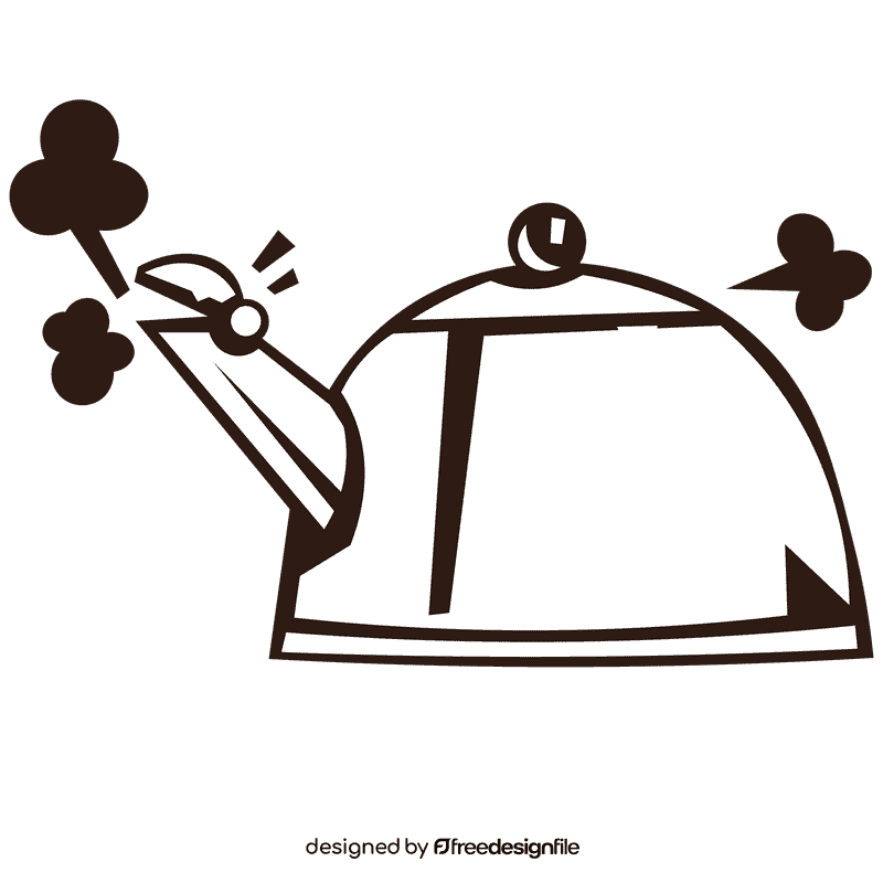 Boiling water pot black and white clipart