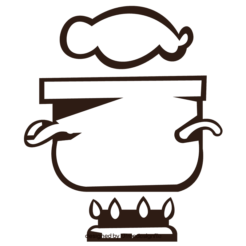 Boiling water steam black and white clipart