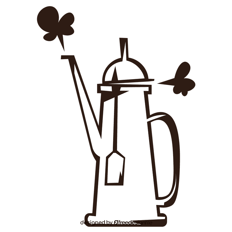 Boiling water tea bag black and white clipart