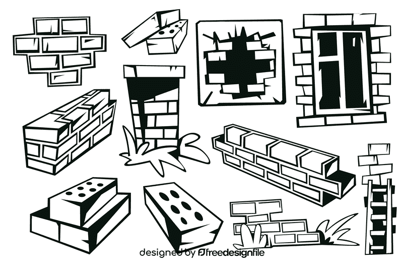 Brick wall black and white vector