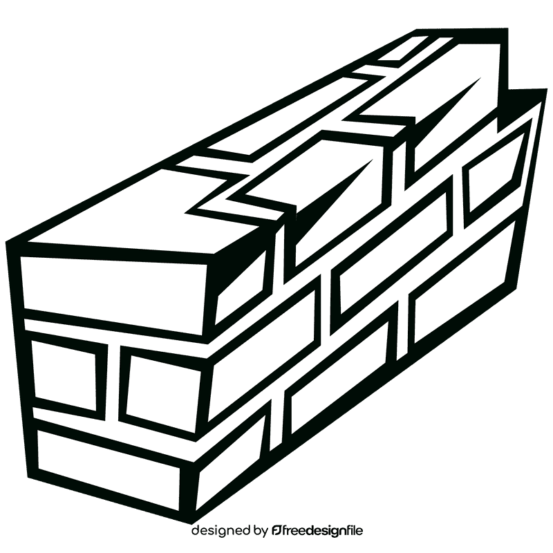 Brick wall in progress black and white clipart