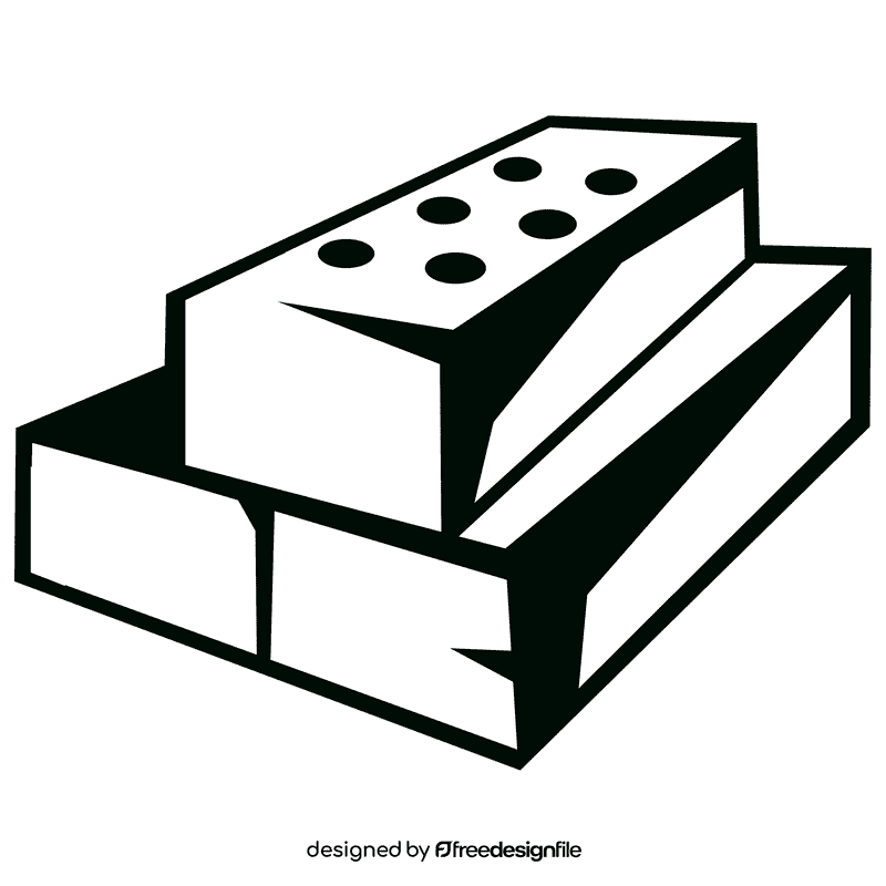 Brick wall trio black and white clipart