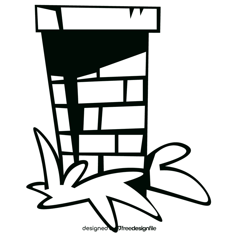 Brick wall tube black and white clipart