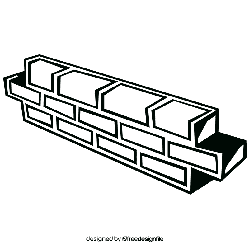 Brick wall wall black and white clipart
