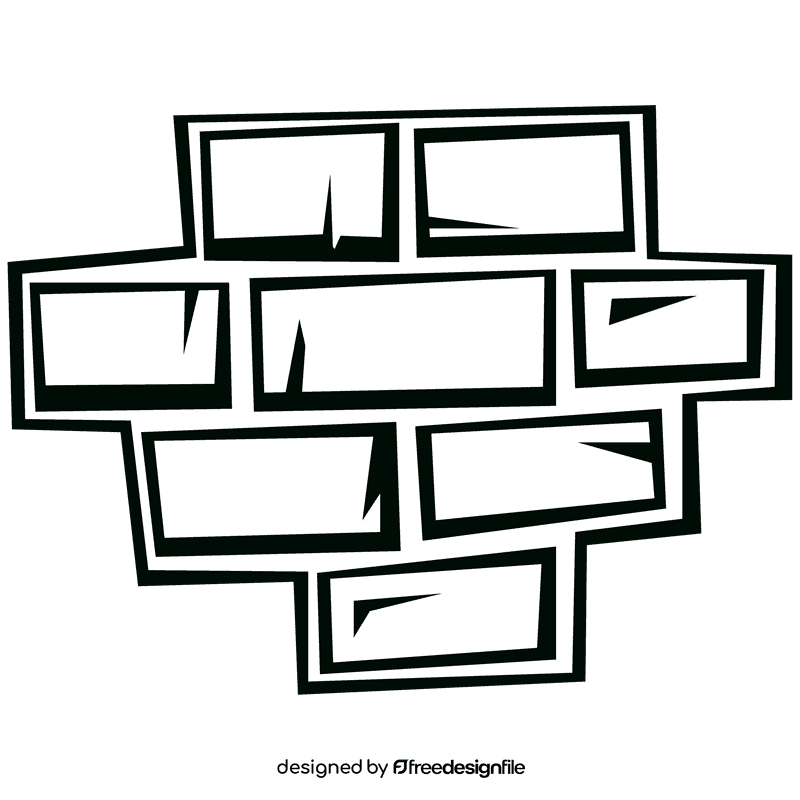 Brick wall wall front black and white clipart