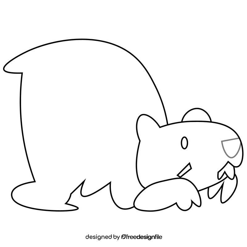 Free cartoon capybara animal black and white clipart