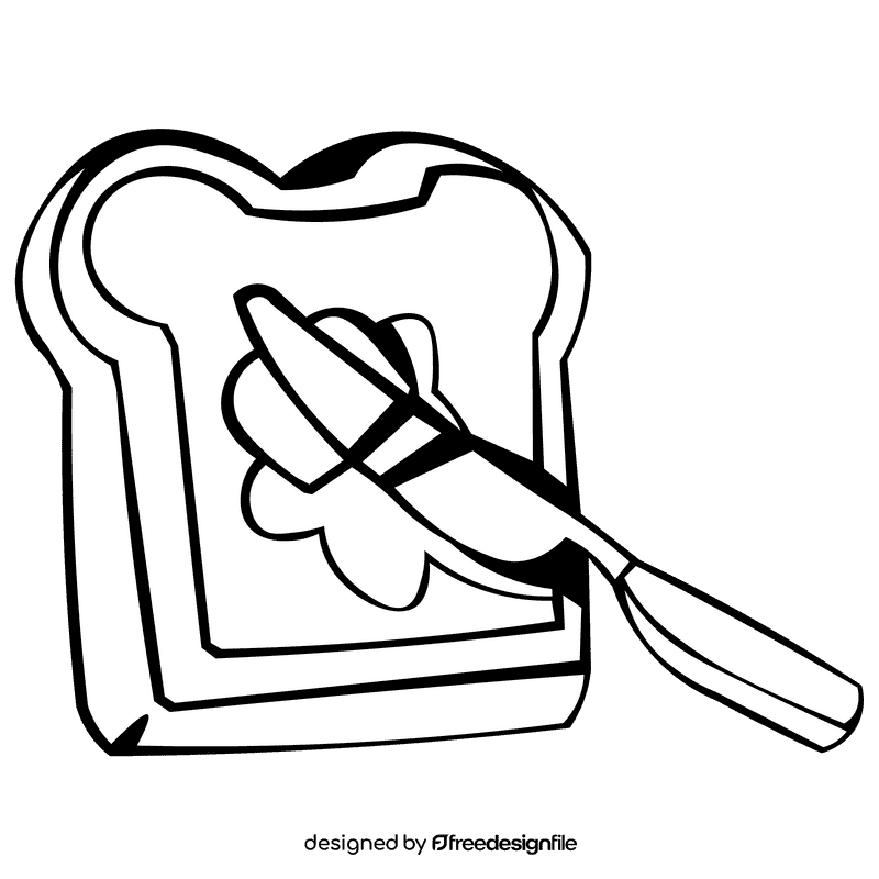 Butter bread black and white clipart
