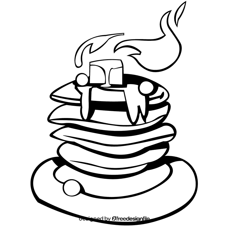 Butter pancakes black and white clipart