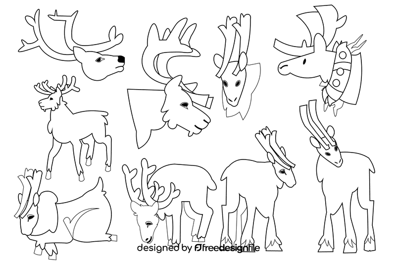 Caribou black and white vector