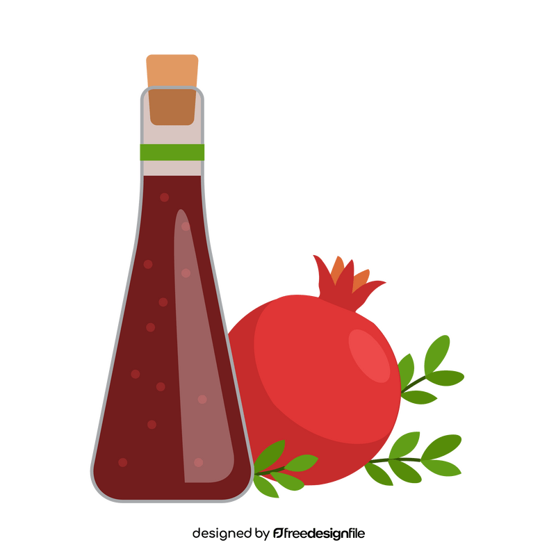 Pomegranate bottle juice clipart