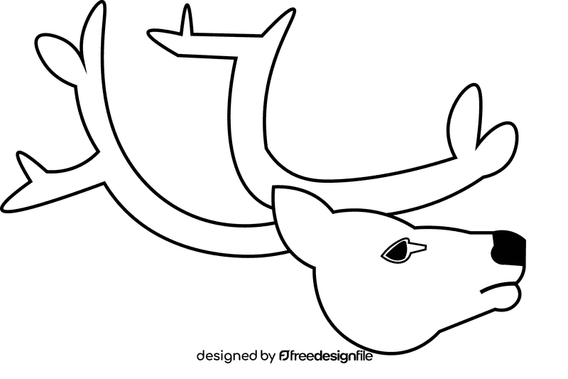 Caribou head black and white clipart