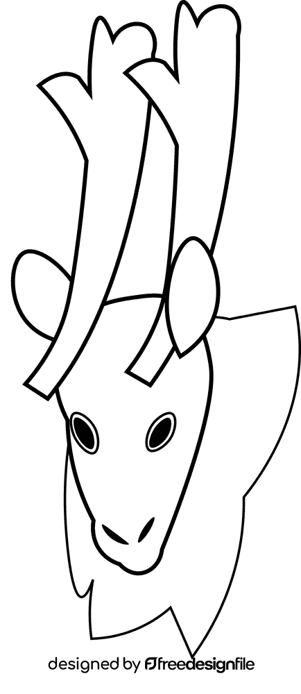 Caribou head black and white clipart