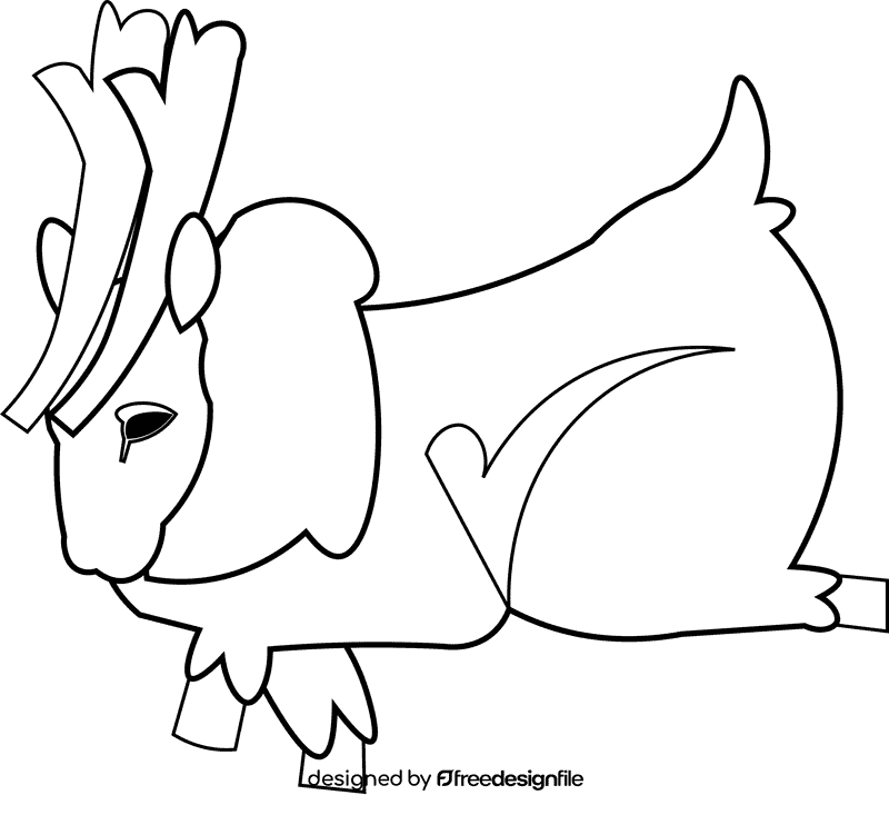 Caribou sleeping black and white clipart