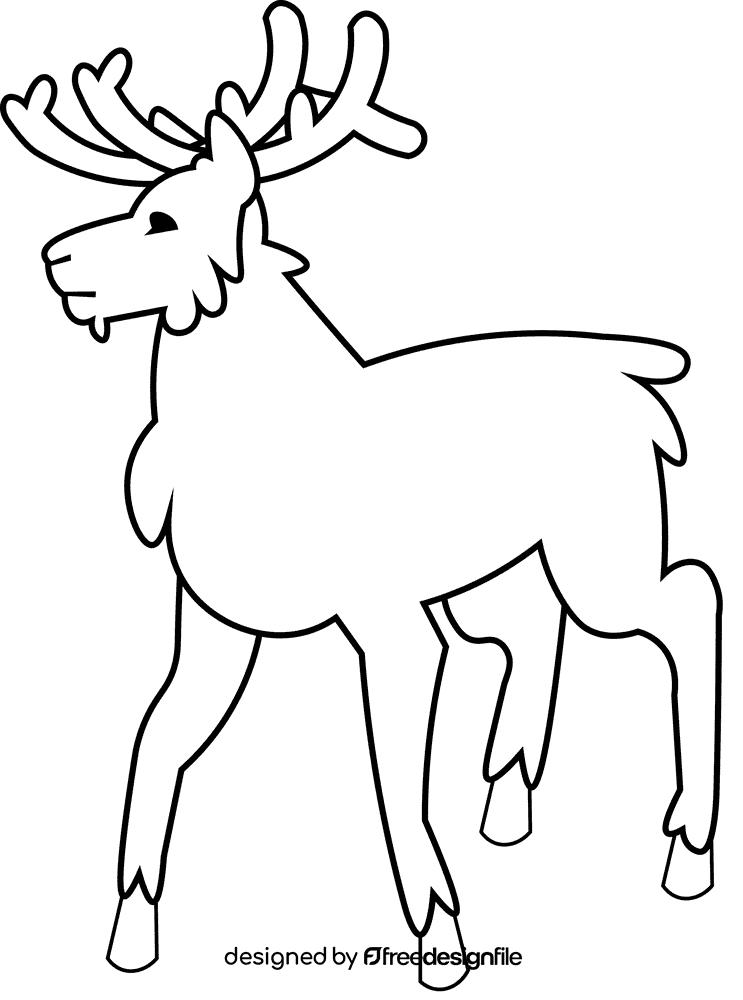 Caribou waiting black and white clipart