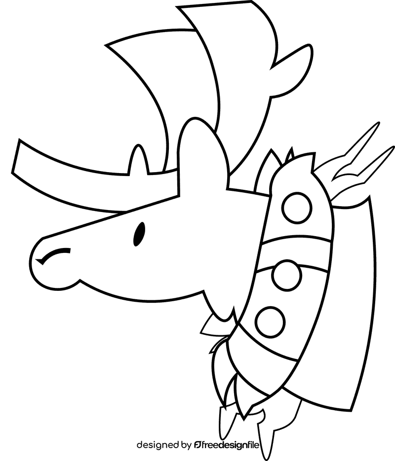 Caribou wreath black and white clipart