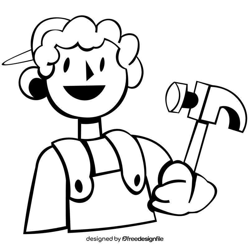 Carpenter hammer black and white clipart