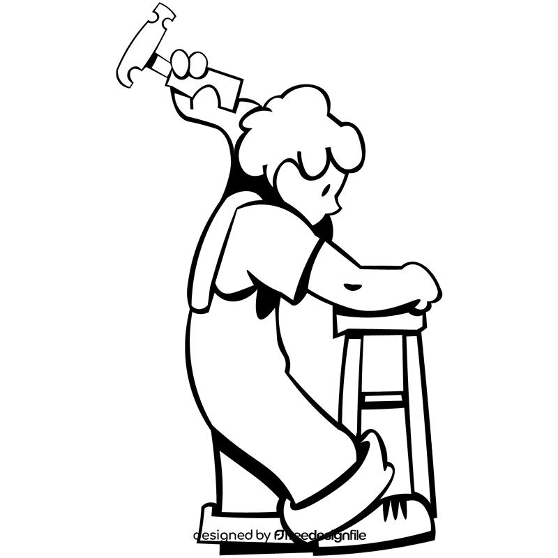 Carpenter hammer black and white clipart