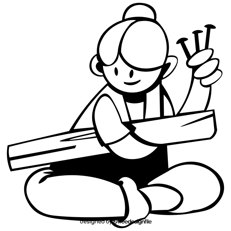 Carpenter nails black and white clipart