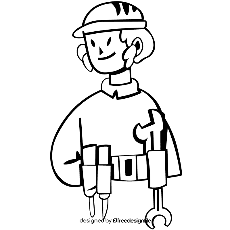 Carpenter tools black and white clipart