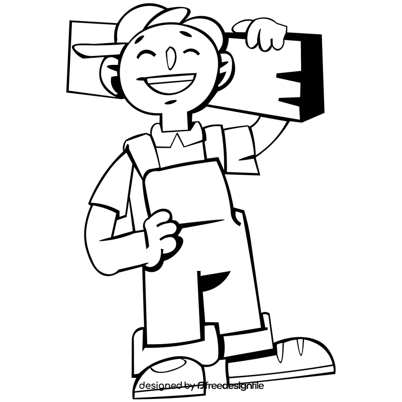 Carpenter young black and white clipart
