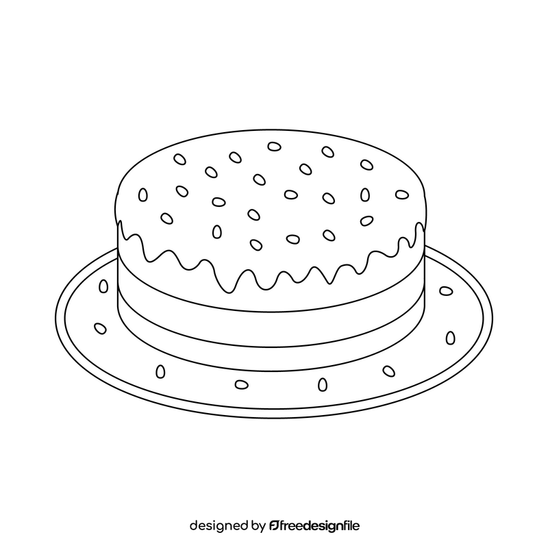 Pomegranate cake black and white clipart